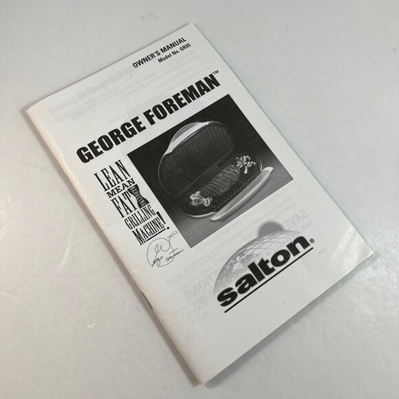 George Foreman Lean Mean Fat Grilling Machine Owners Manual Model GR35 - Picture 5 of 8